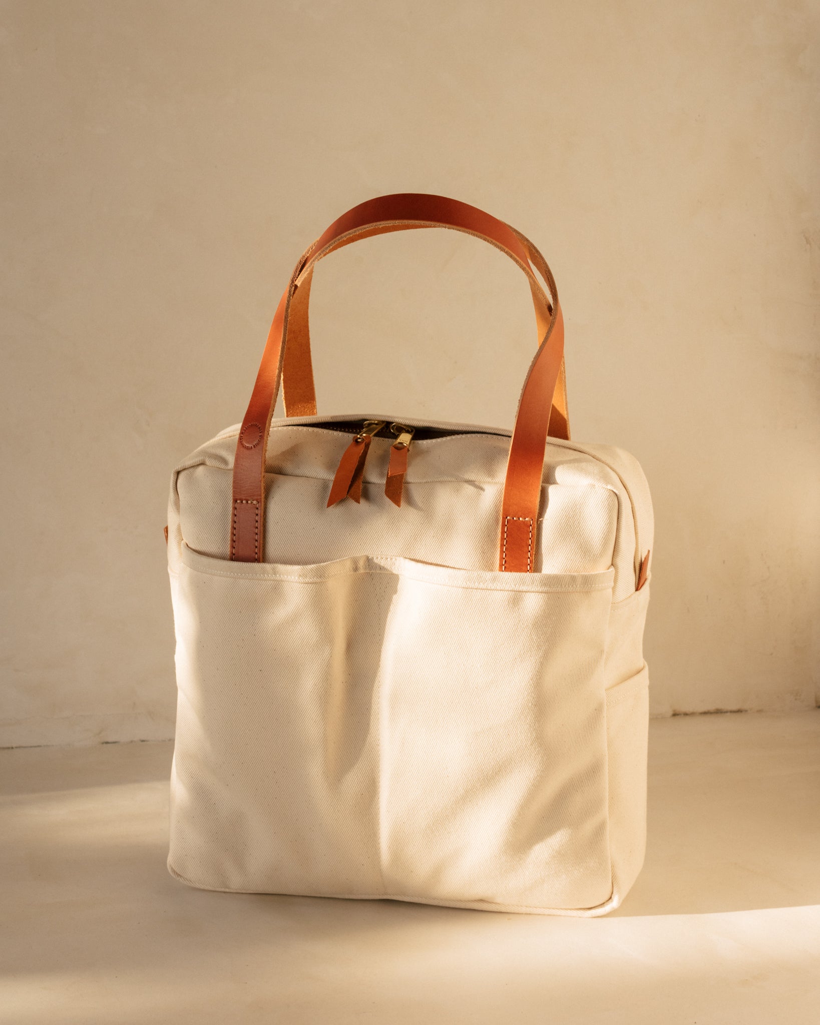 designer travel tote bag with zipper Utility Tote in Canvas - Zippered