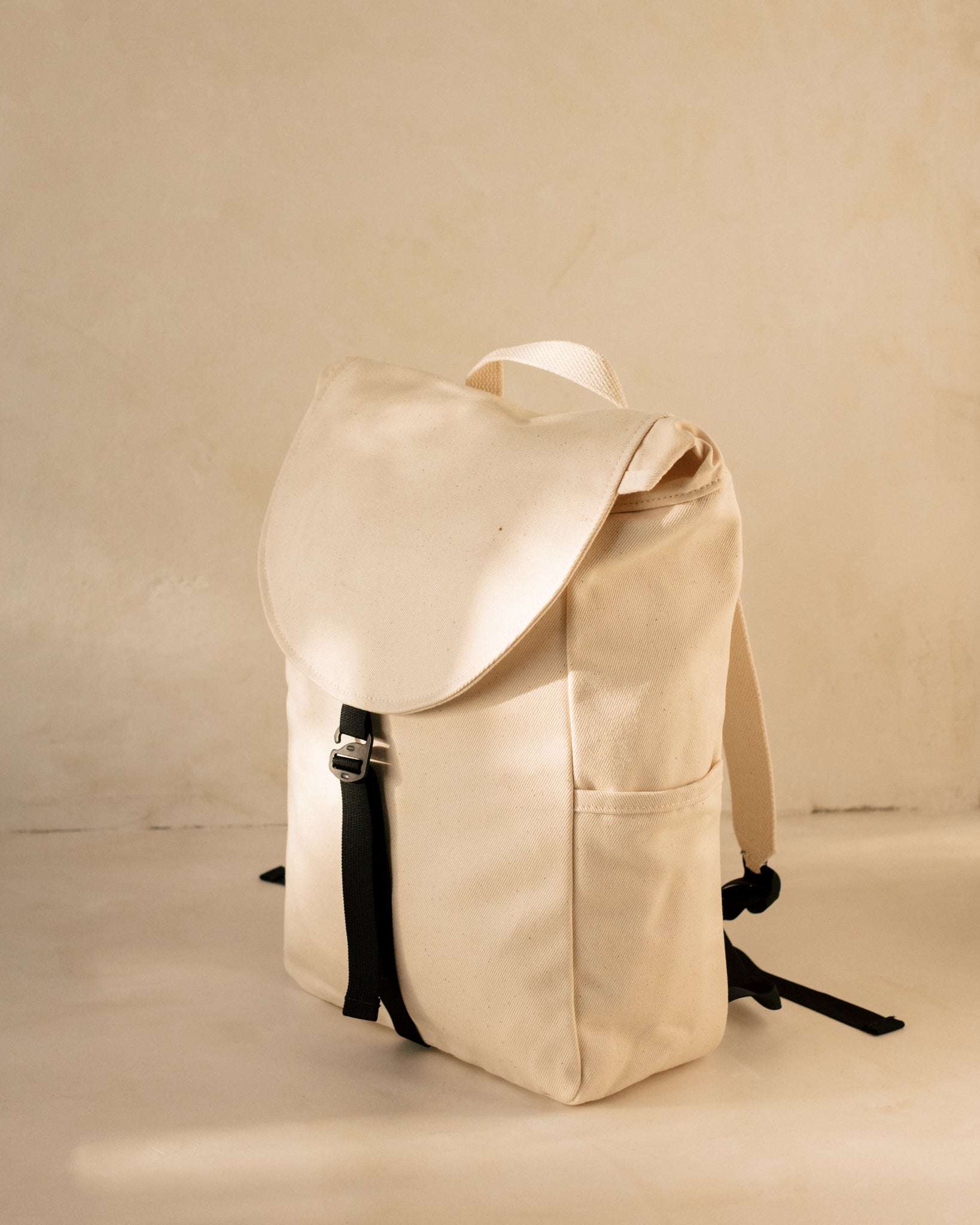 Beige canvas backpack online