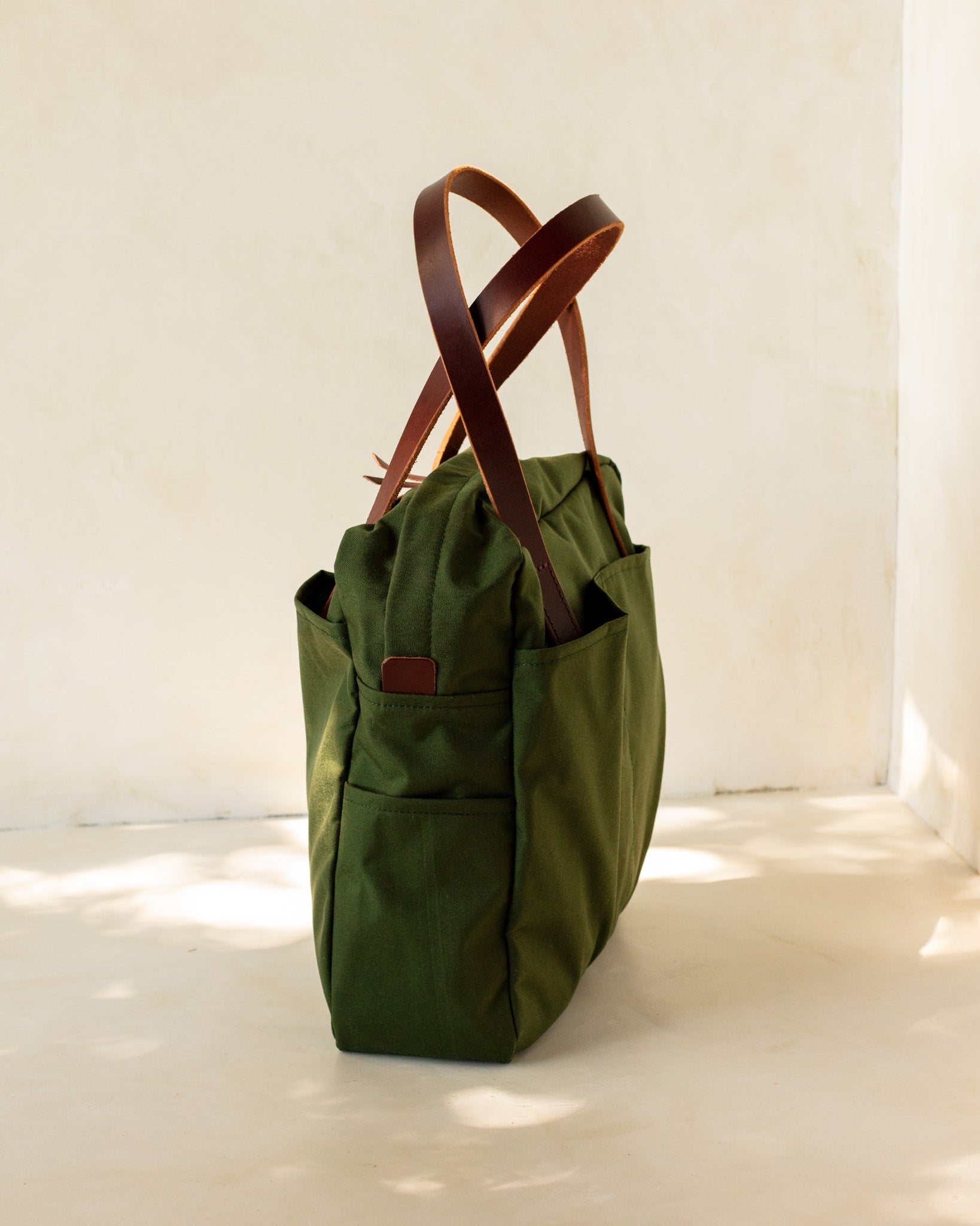 Large Olive Green Canvas Utility Tote Bag